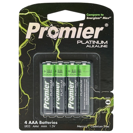 Promier Products AAA Platinum Alkaline Battery 4PK P-AAA4-12/48